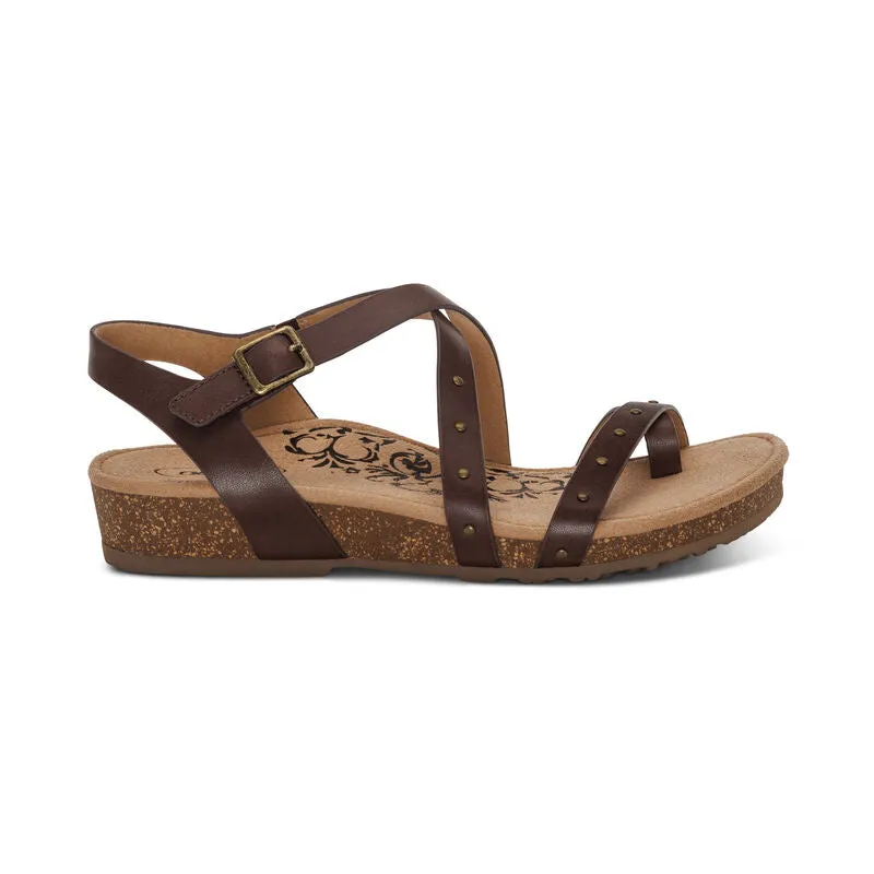 Aetrex Lauren Adjustable Cross Band Coffee Sandal SC581