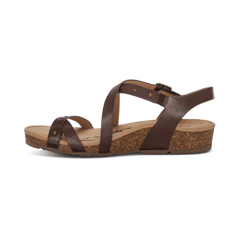 Aetrex Lauren Adjustable Cross Band Coffee Sandal SC581