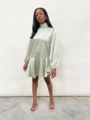 Ani Asymmetric Smock Dress - Mint