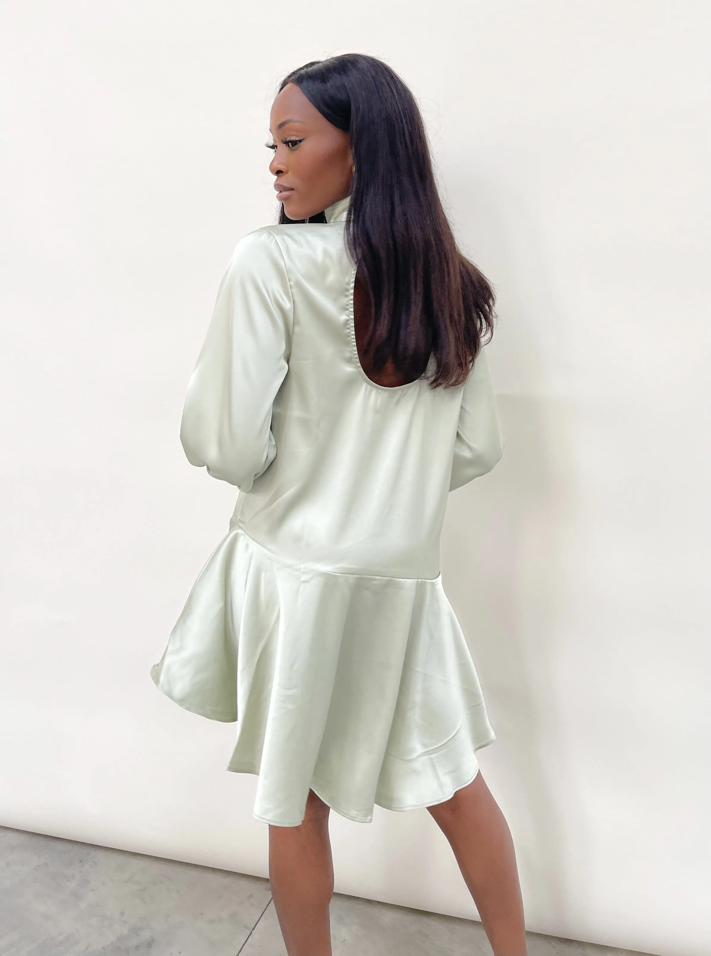 Ani Asymmetric Smock Dress - Mint