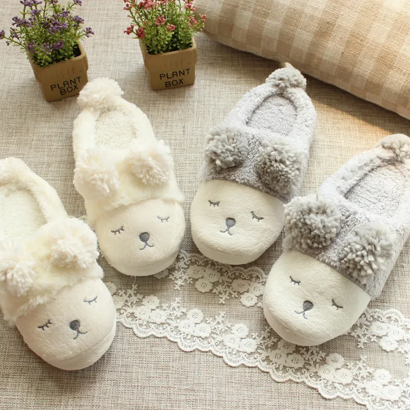 Animal Slippers Winter Cartoon Little Sheep Couple Indoor Warm Cotton Slippers UGG Style