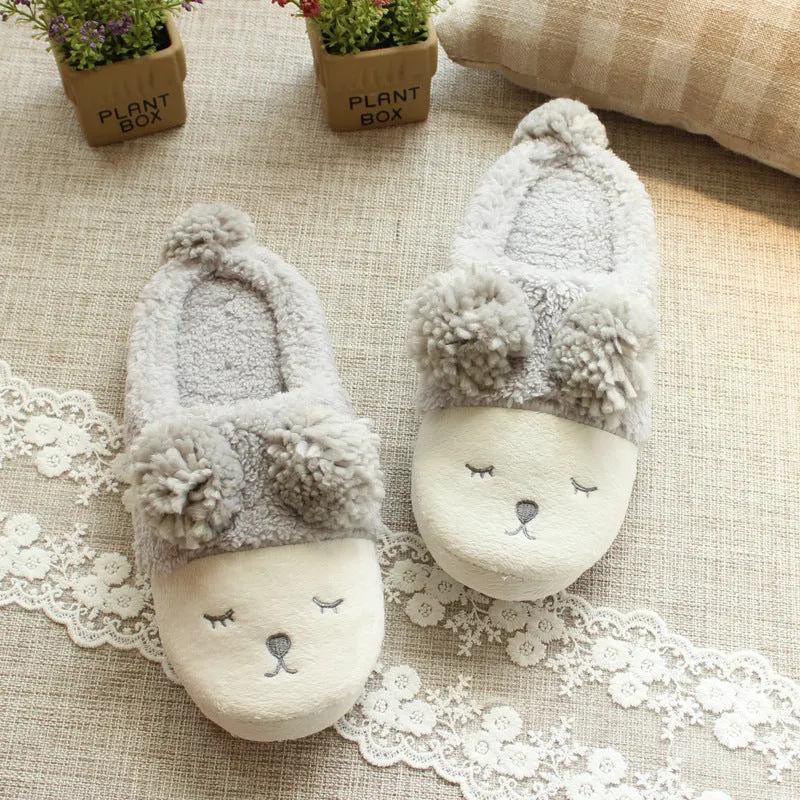 Animal Slippers Winter Cartoon Little Sheep Couple Indoor Warm Cotton Slippers UGG Style
