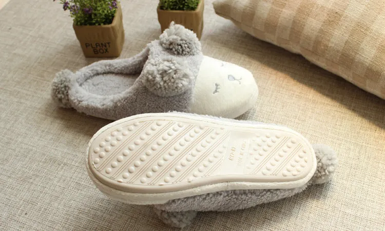 Animal Slippers Winter Cartoon Little Sheep Couple Indoor Warm Cotton Slippers UGG Style
