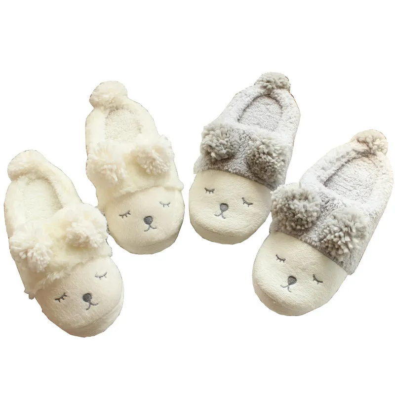Animal Slippers Winter Cartoon Little Sheep Couple Indoor Warm Cotton Slippers UGG Style