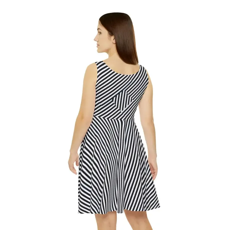 Bold Black Striped Skater Dress by Dipaliz