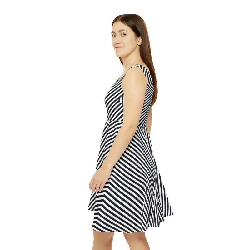 Bold Black Striped Skater Dress by Dipaliz