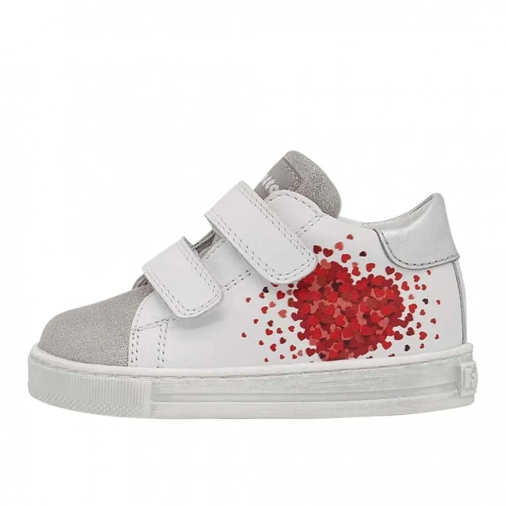 Falcotto Girl's White Silver Leather Corrason Trainers