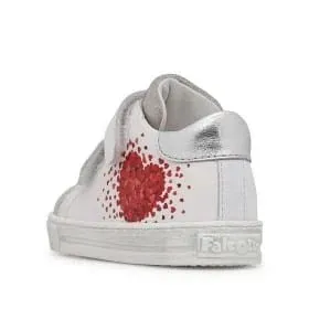Falcotto Girl's White Silver Leather Corrason Trainers