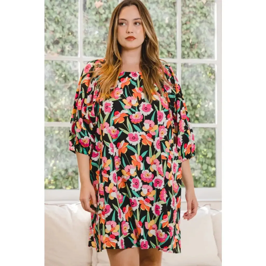Floral Puff Sleeve Mini Dress