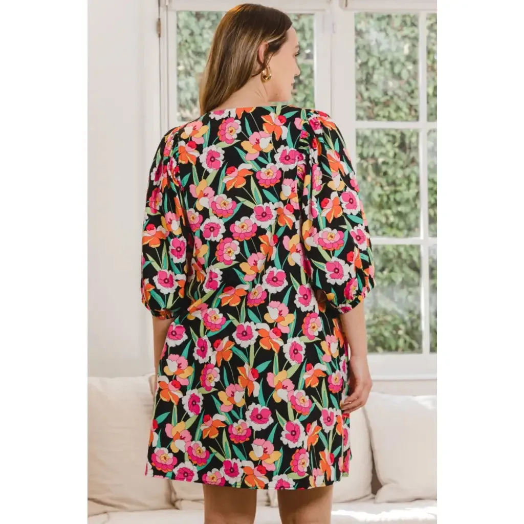 Floral Puff Sleeve Mini Dress