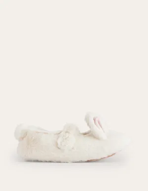 Fluffy Bunny Slippers-Ivory