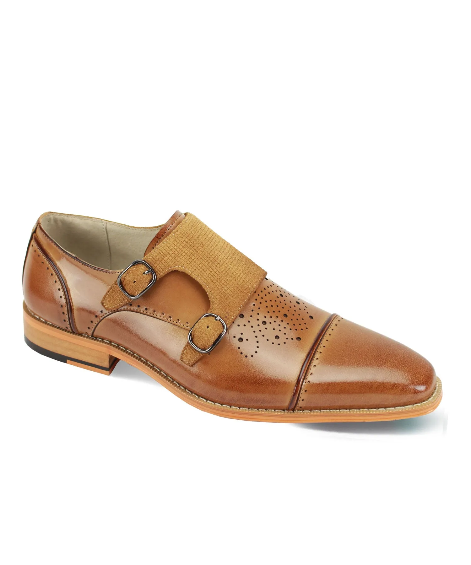 Giovanni Oscar Monk Strap Dress Shoe - Tan