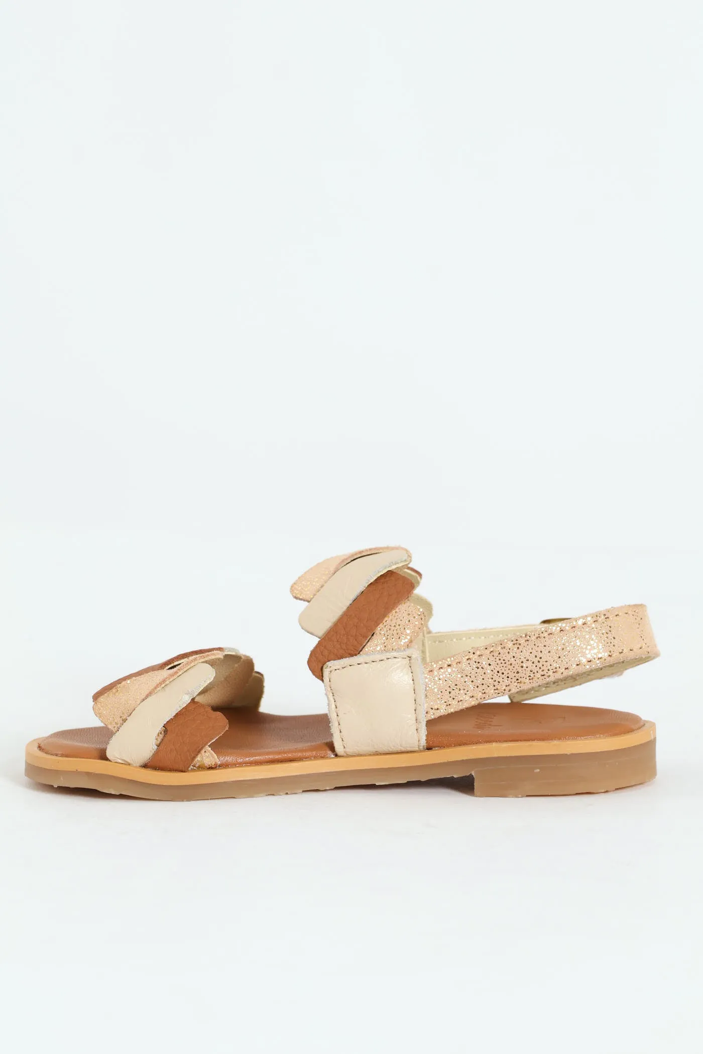 Girls Pleated Genuine Leather Sandal