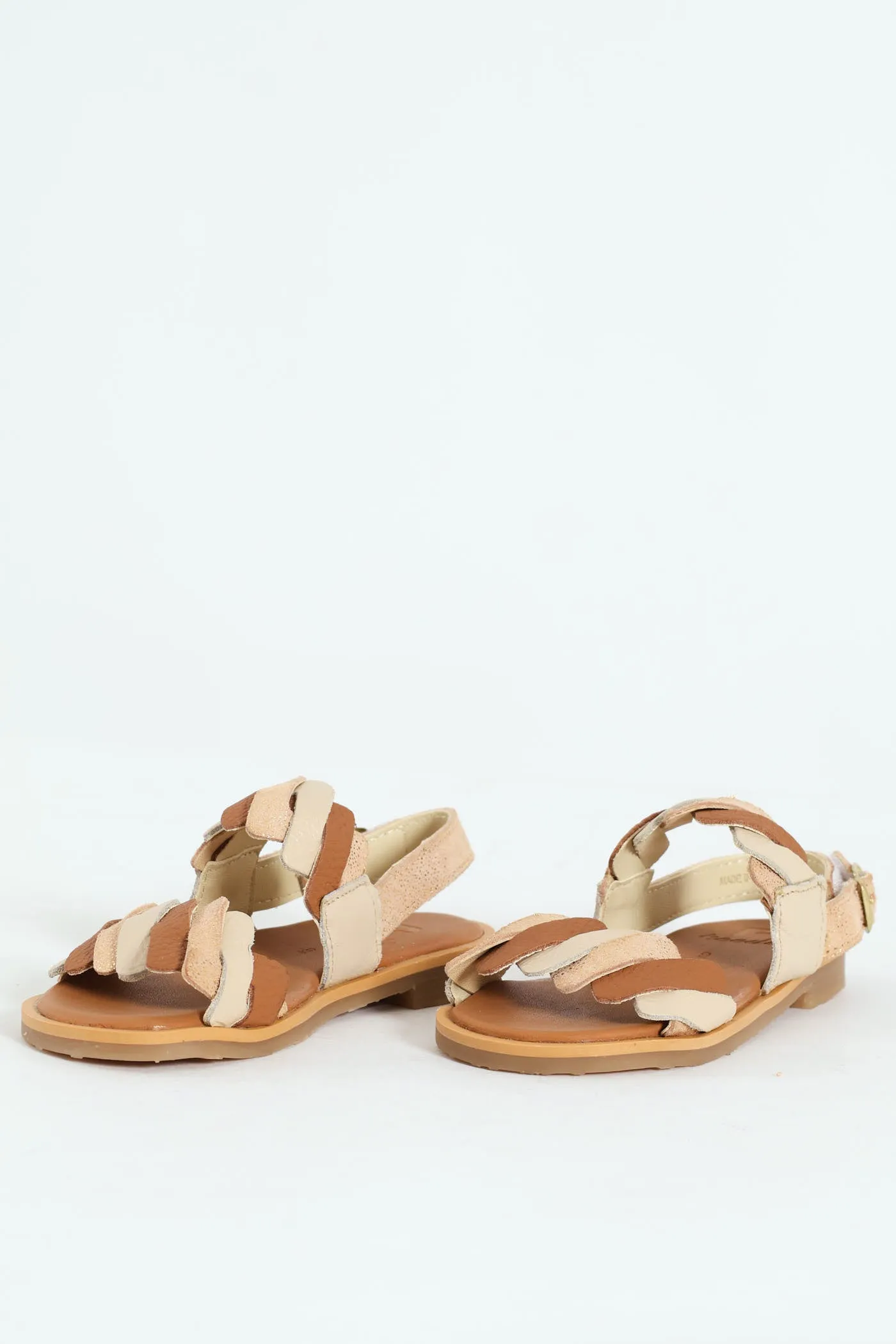 Girls Pleated Genuine Leather Sandal
