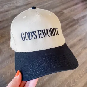 God's Favorite Two-Toned Black and Tan Vintage Baseball Hat