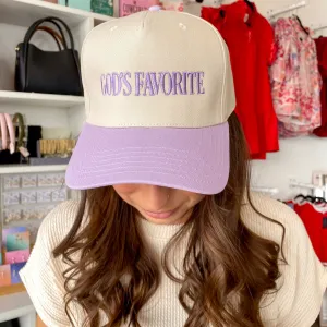 God's Favorite Two-Toned Purple and Tan Vintage Baseball Hat