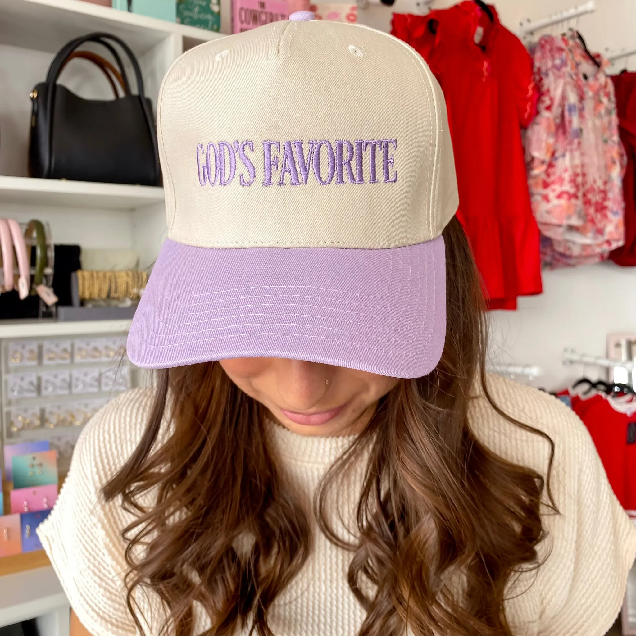 God's Favorite Two-Toned Purple and Tan Vintage Baseball Hat
