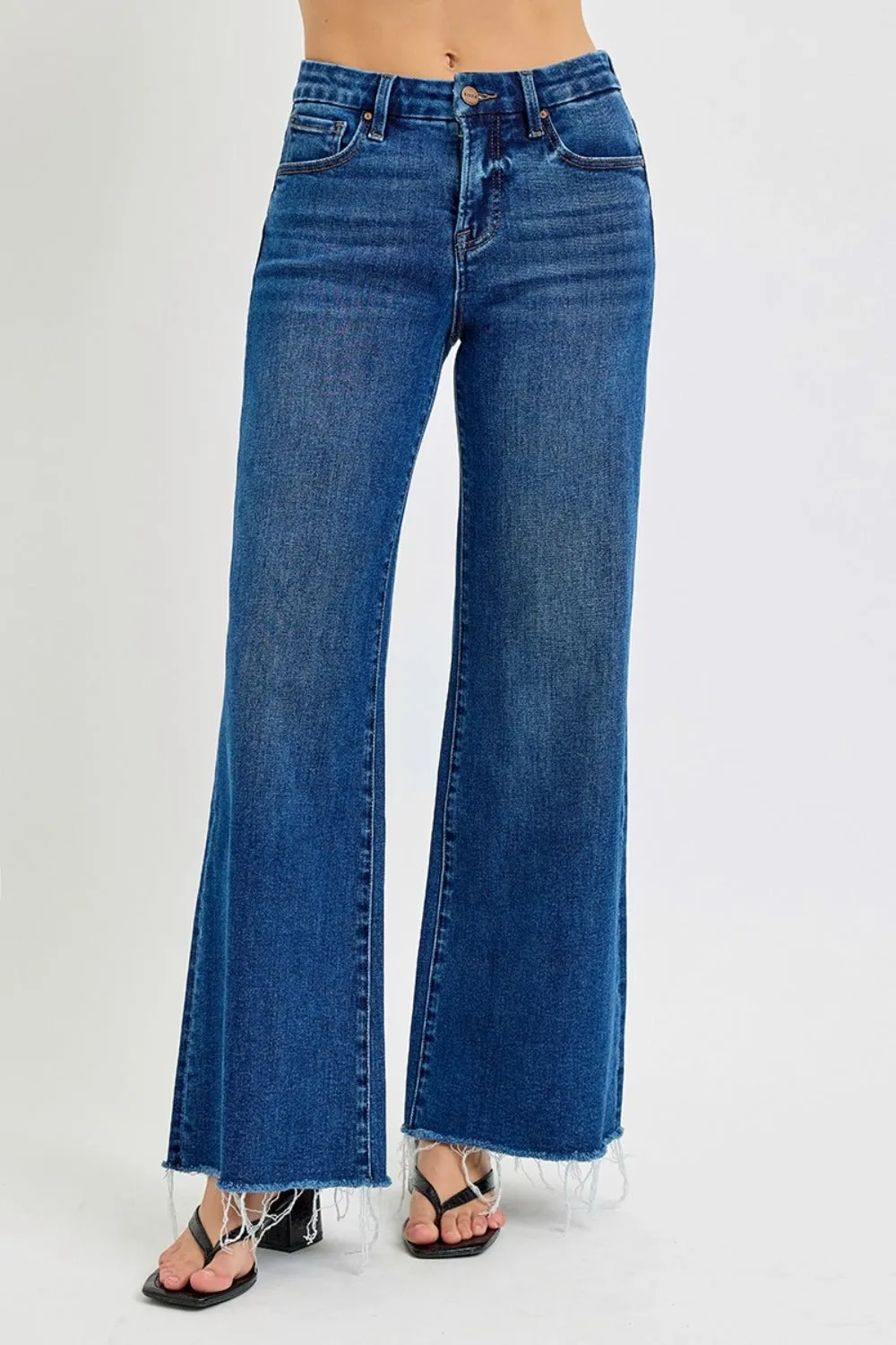 Hazel Blues® |  RISEN Tummy Control High Rise Wide Leg Jeans