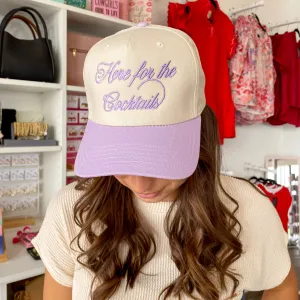 Here For the Cocktails Two-Toned Purple and Tan Vintage Baseball Hat