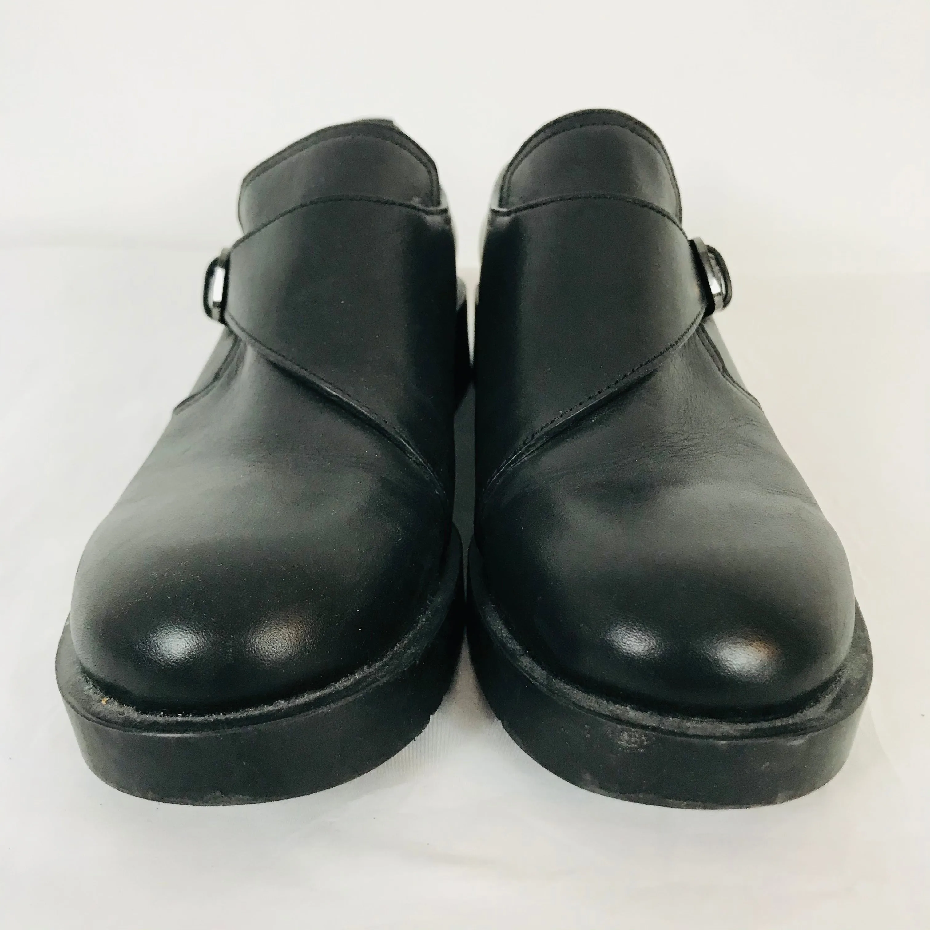 Jil Sander Unisex Leather Strap Monk Shoes | EU40 UK7 | Black