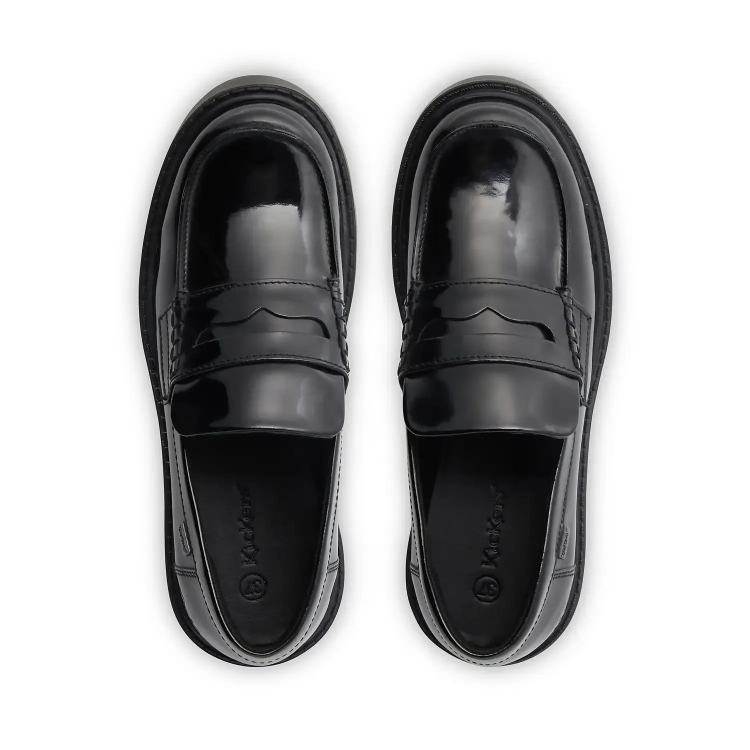 Kickers Adult Women's Black Patent Kori Loafer School Shoes