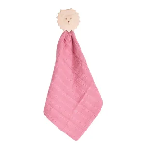 Lion Comforter in Dusty Pink Muslin w/Natural Rubber Teether