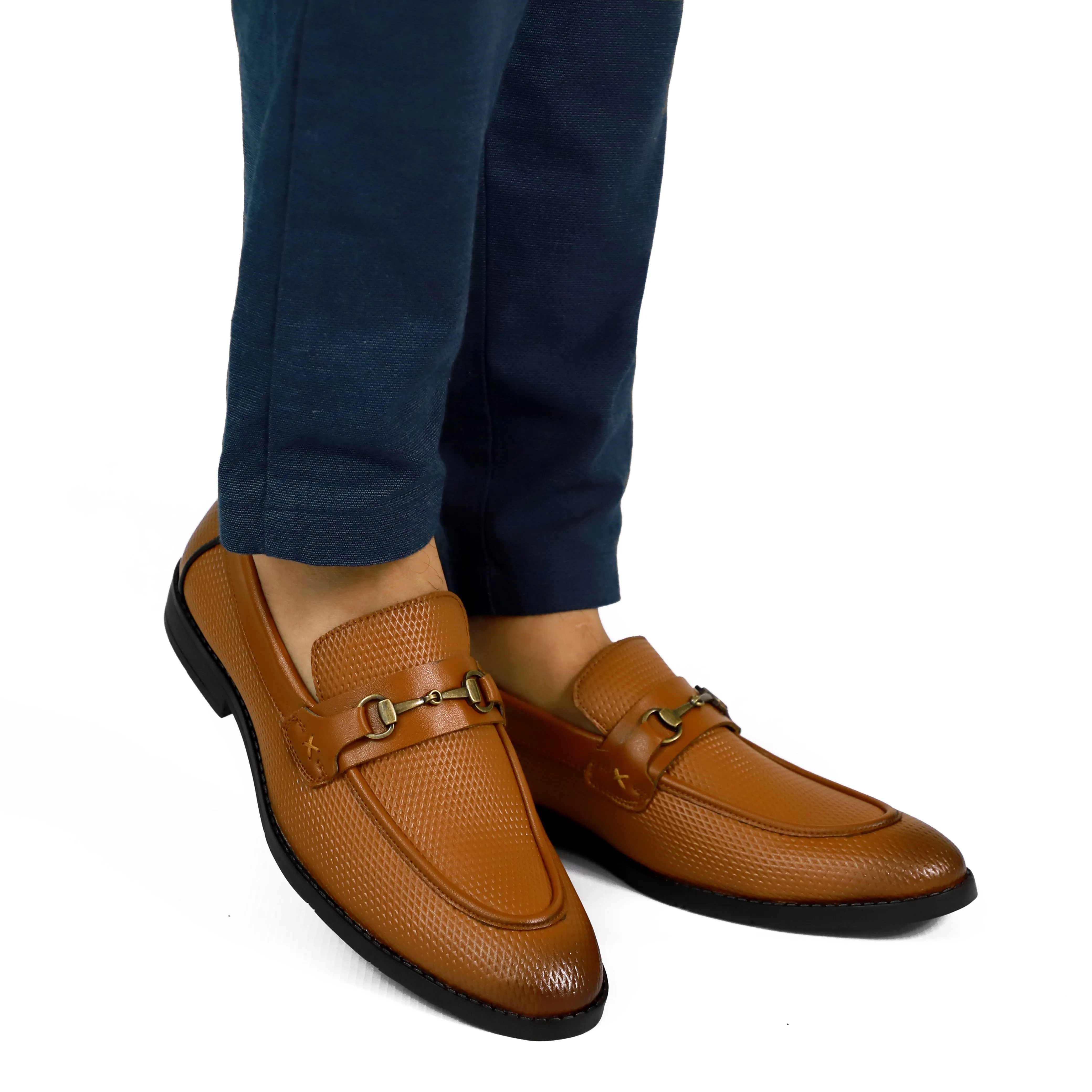 NICHE Tan Brown Braided Horsebit Loafers