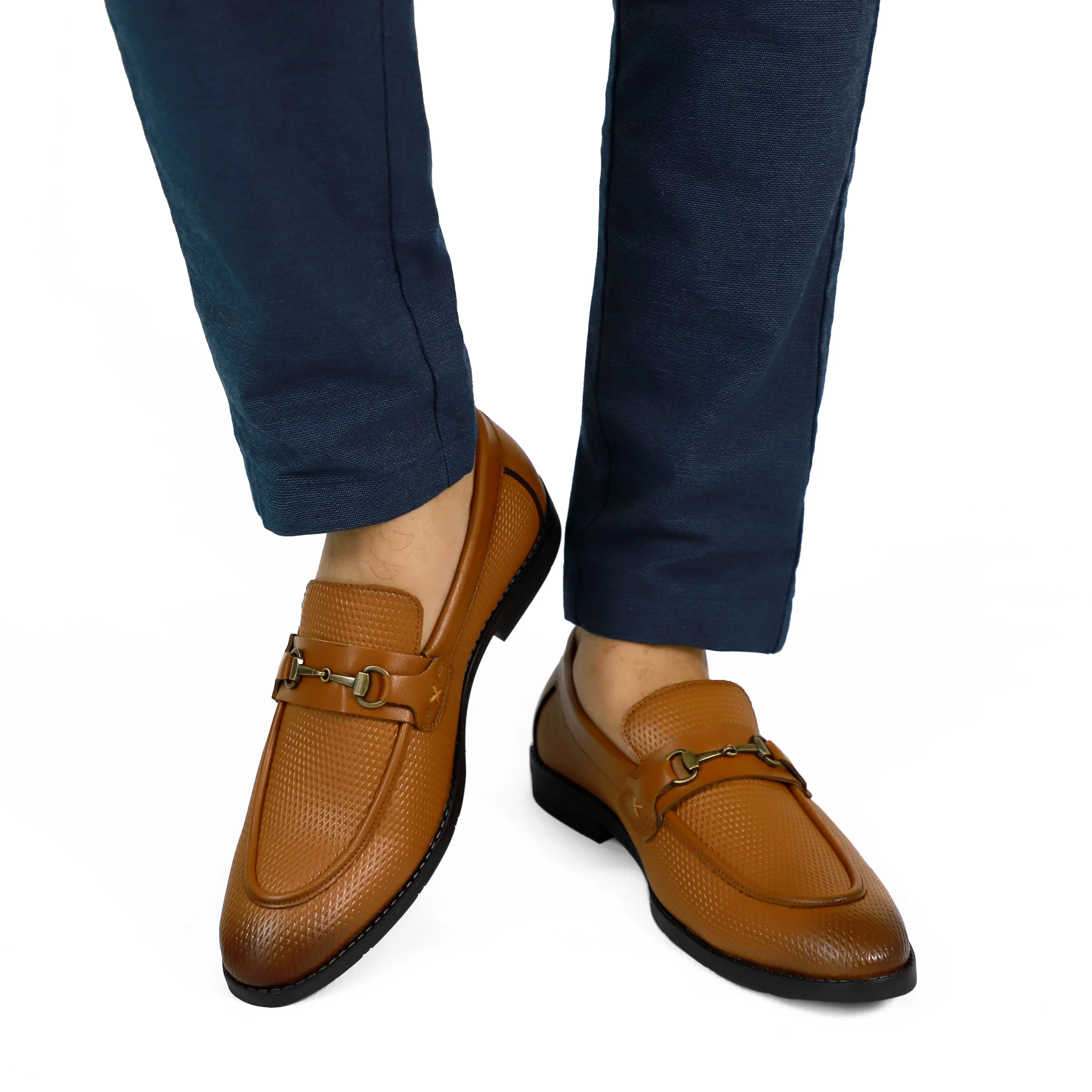 NICHE Tan Brown Braided Horsebit Loafers