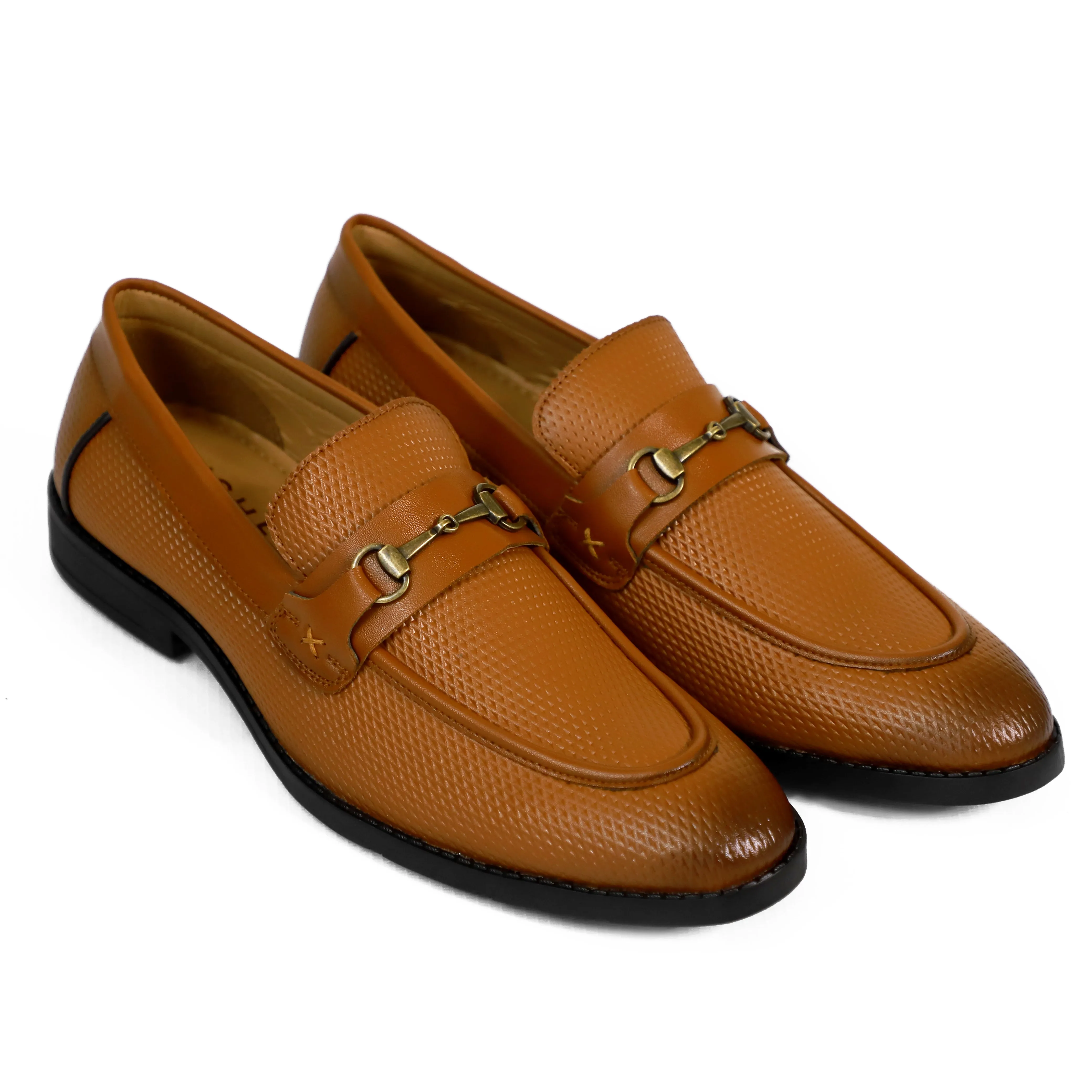 NICHE Tan Brown Braided Horsebit Loafers