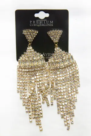 Rhinestone Triangle Waterfall Earrings - Post