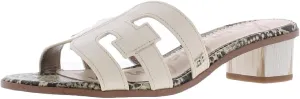 Sam Edelman Illie Bright White Leather Slip On Open Toe Heeled Wide Sandals