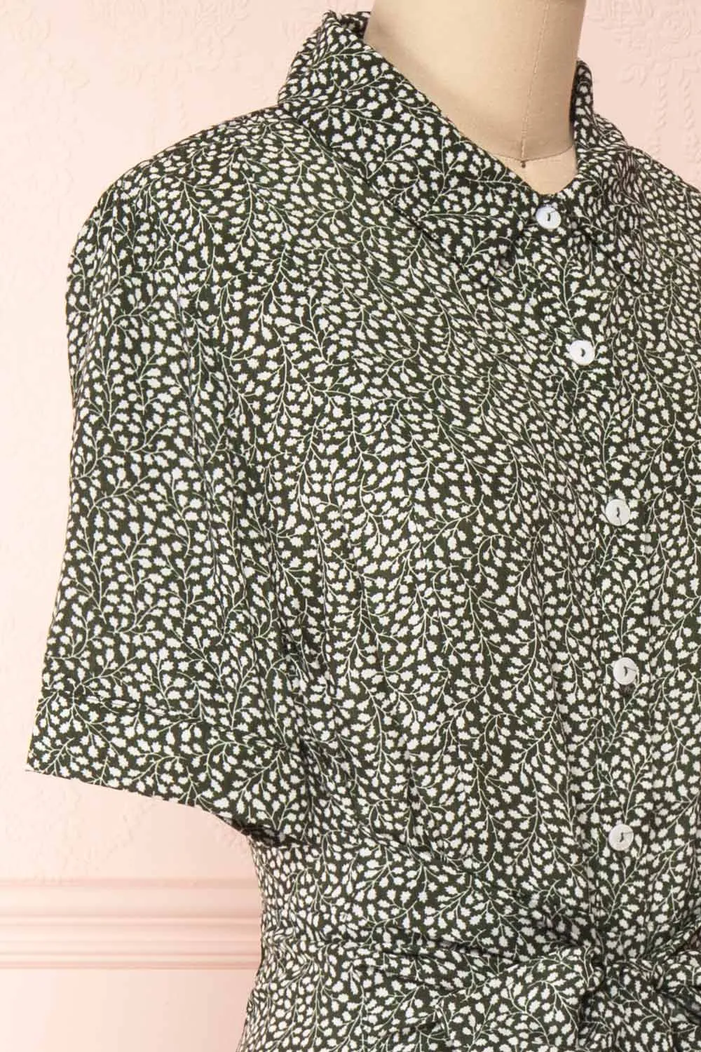 Viridis | Patterned Midi Shirt Dress with Belt