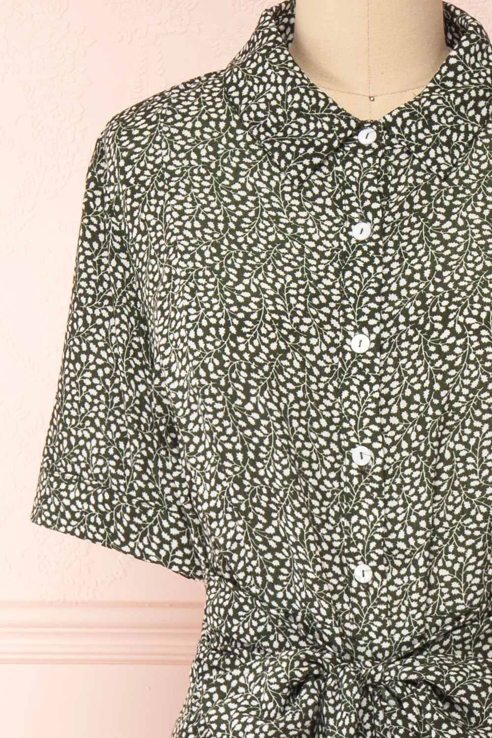 Viridis | Patterned Midi Shirt Dress with Belt