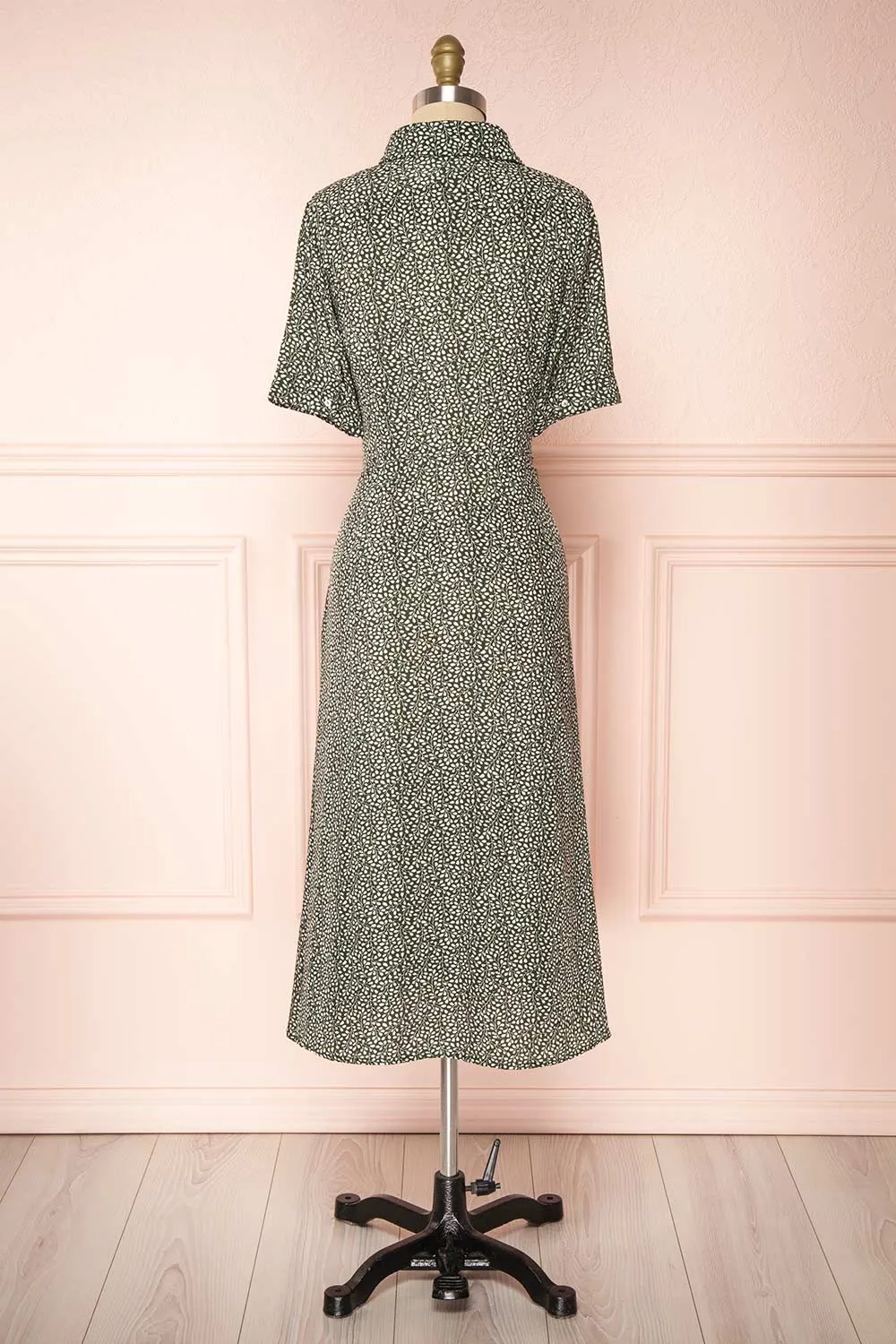 Viridis | Patterned Midi Shirt Dress with Belt