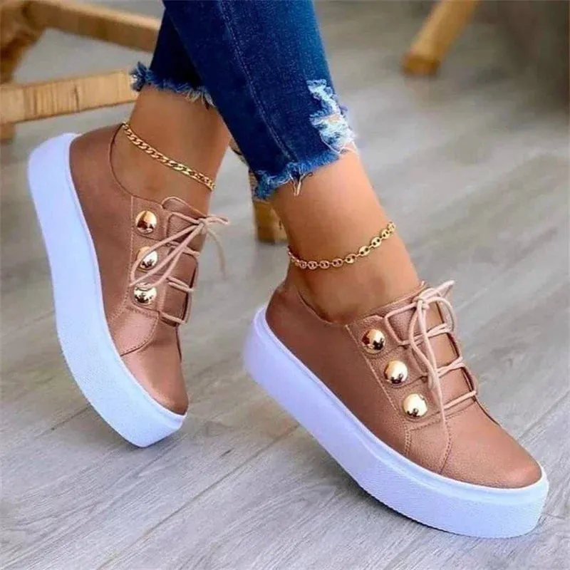 Women Pu Leather Casual Sneakers High Quality Woman Fashion Spring Sneakers Female Platform Vulcanize Shoes Zapatillas De Mujer