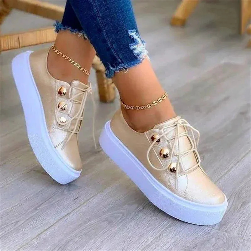 Women Pu Leather Casual Sneakers High Quality Woman Fashion Spring Sneakers Female Platform Vulcanize Shoes Zapatillas De Mujer