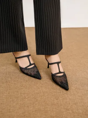 Womens "ADONIS" Net Adorned Evening Sandals